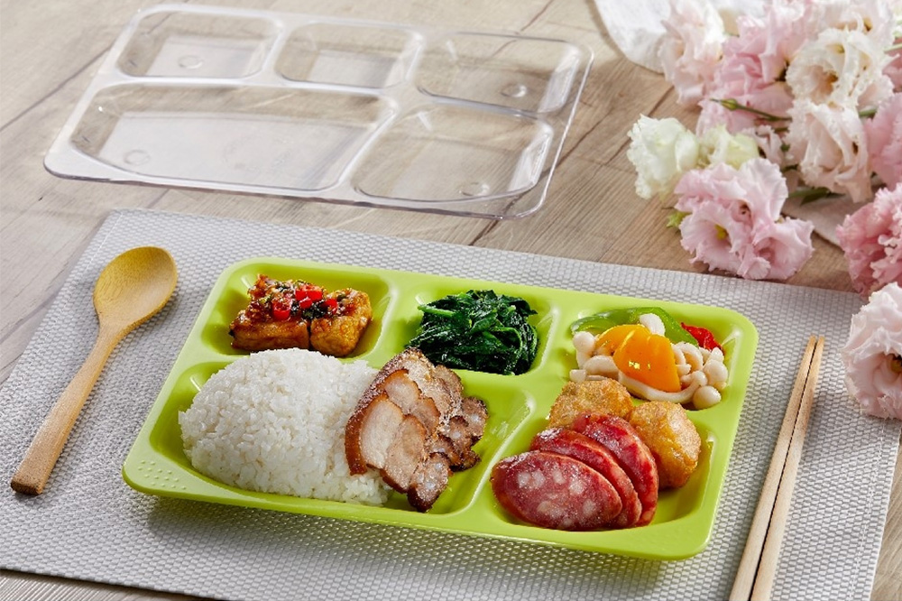Tritan五格盤通過中華民國食品容器規範檢驗 學校團膳專用Tritan五格餐盤